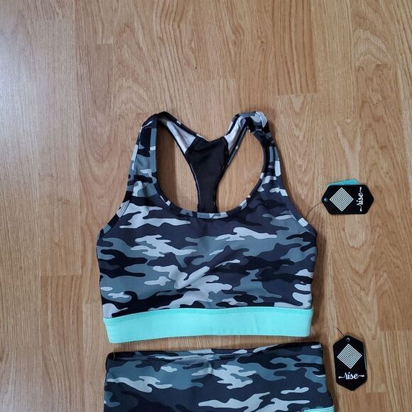 Rise by LuLaRoe Camouflage Workout Athleisure Sports Bra and Leggings Set Sz Sm - Picture 7 of 13